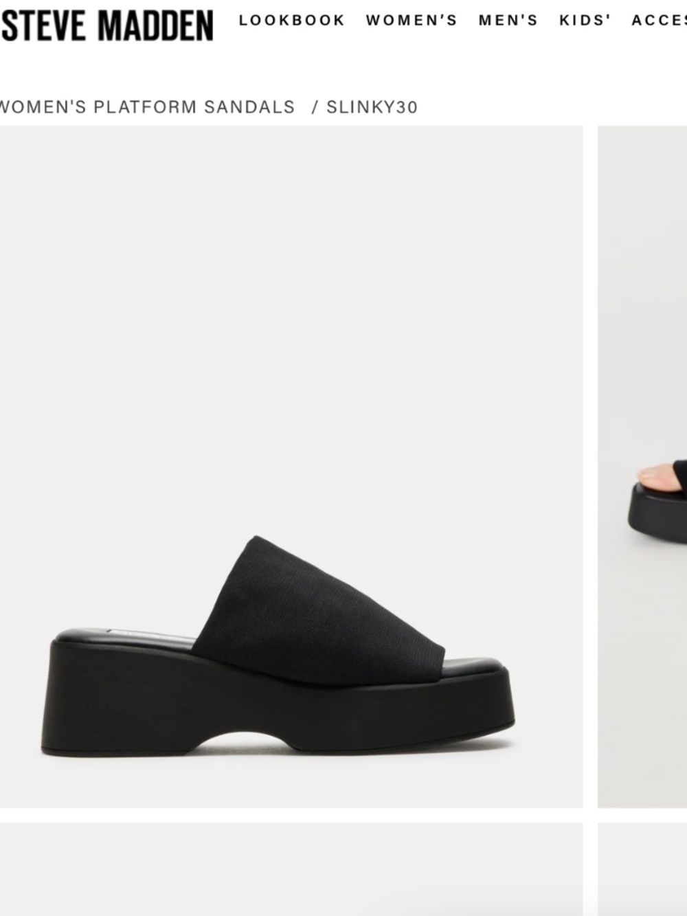 Sz 8 - Steve Madden Slinky30 Black Platform Sandal